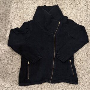 GAP womens navy blue cotton Knit Jacket with Gold side zip